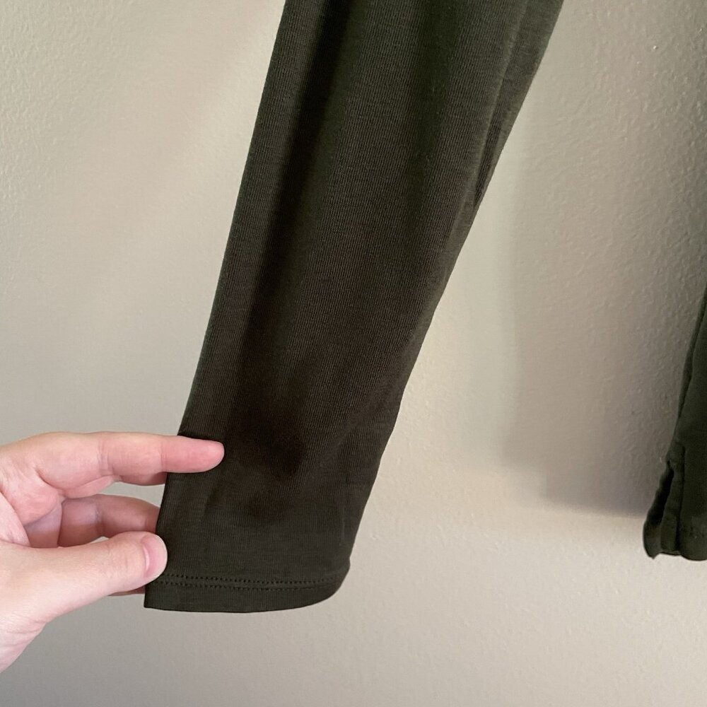 J.Jill Women XS Olive Green Long Sleeve Pima Cotton Crew Neck High Low Tee - Picture 4 of 10